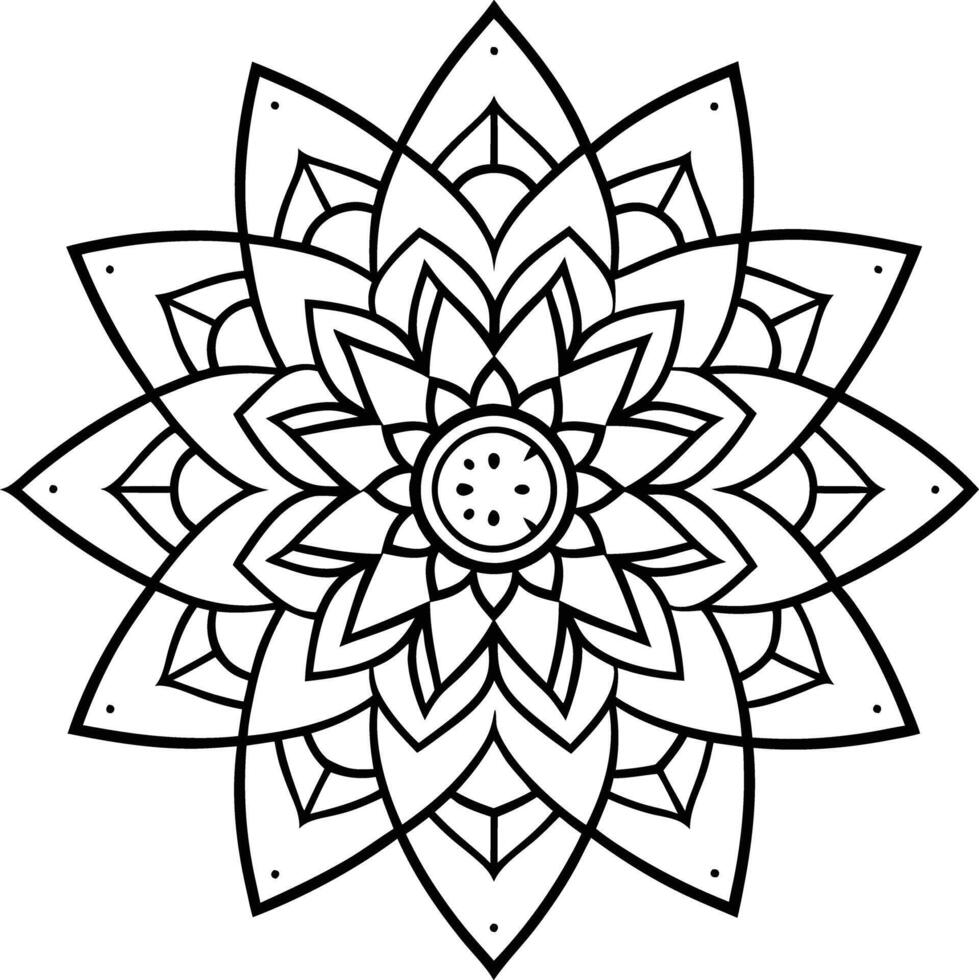 A printable black and white mandala page designed for adults who enjoy complex linework vector