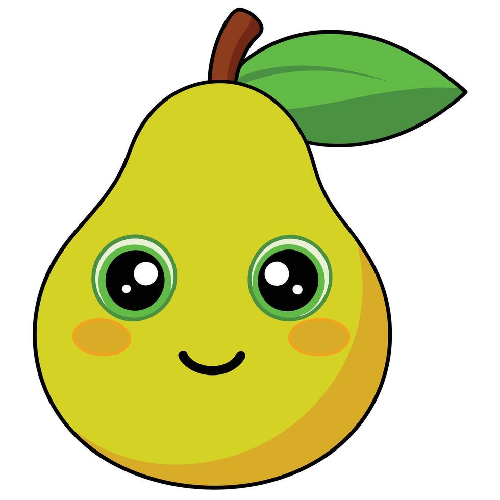 A cartoon pear with green eyes and a smile vector