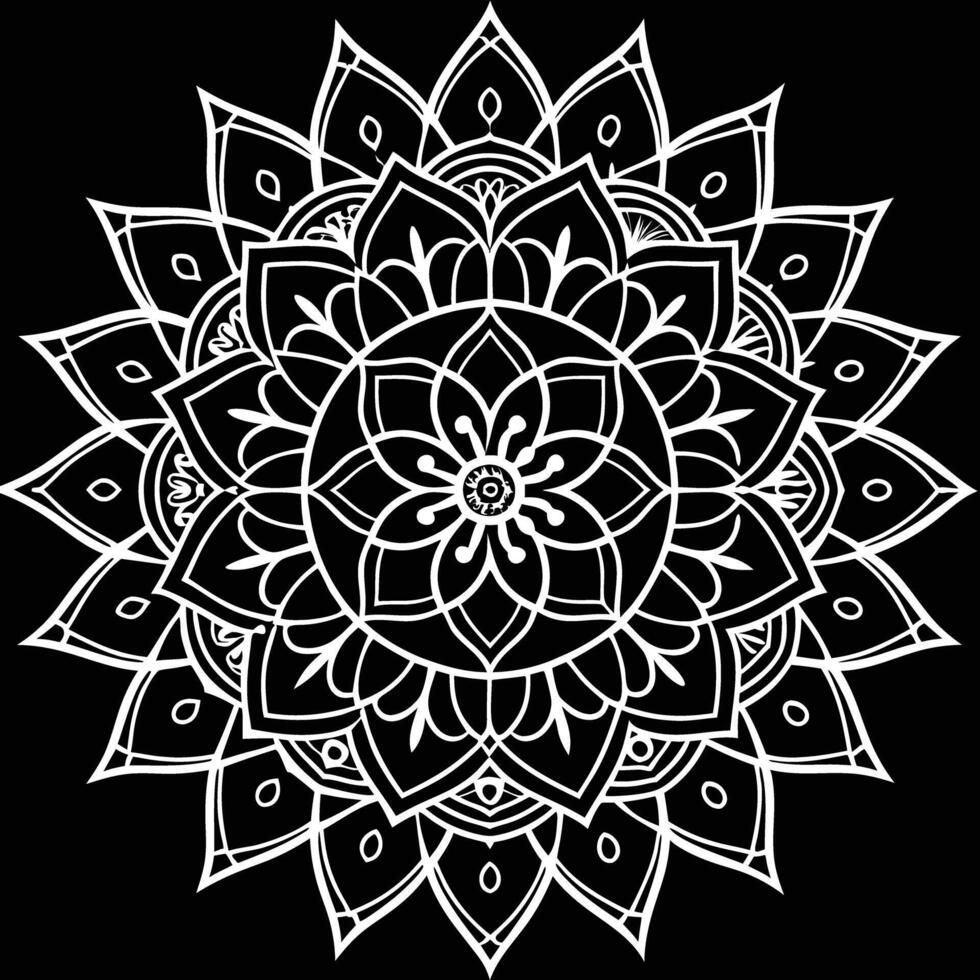 A white flower design on a black background vector