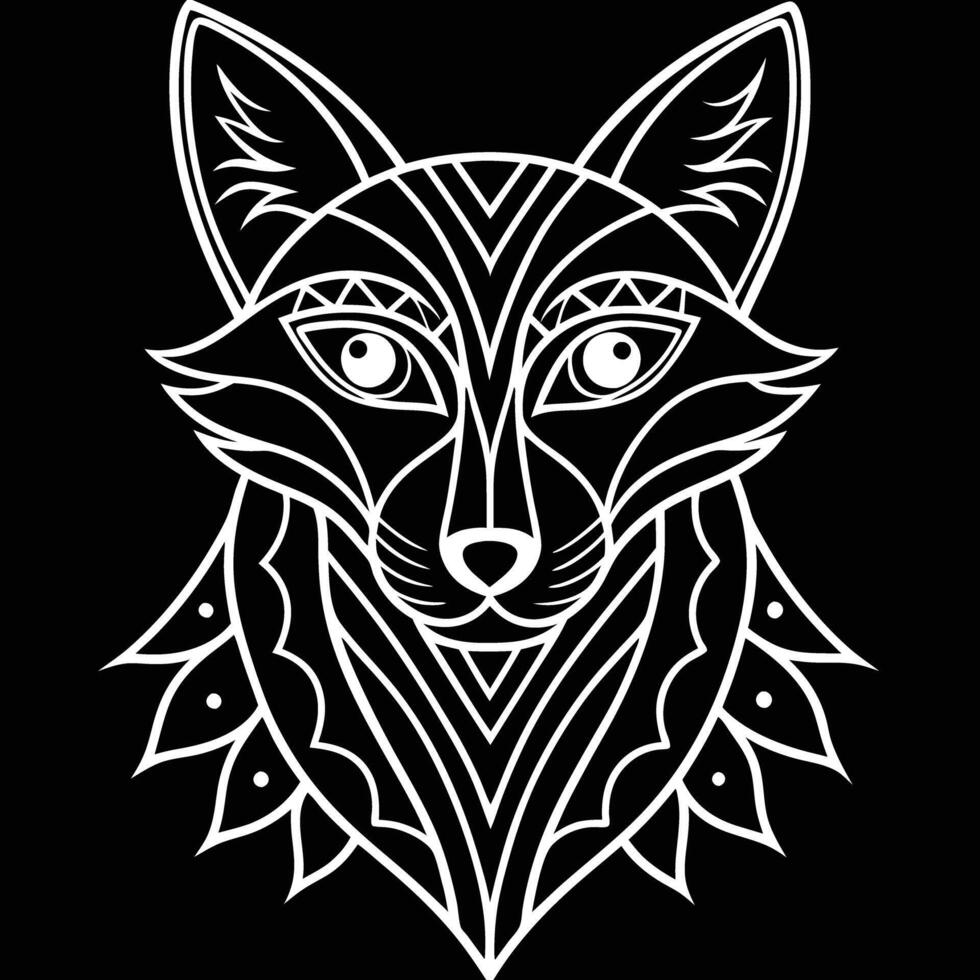 Whimsical Tribal Fox for Coloring Activities vector