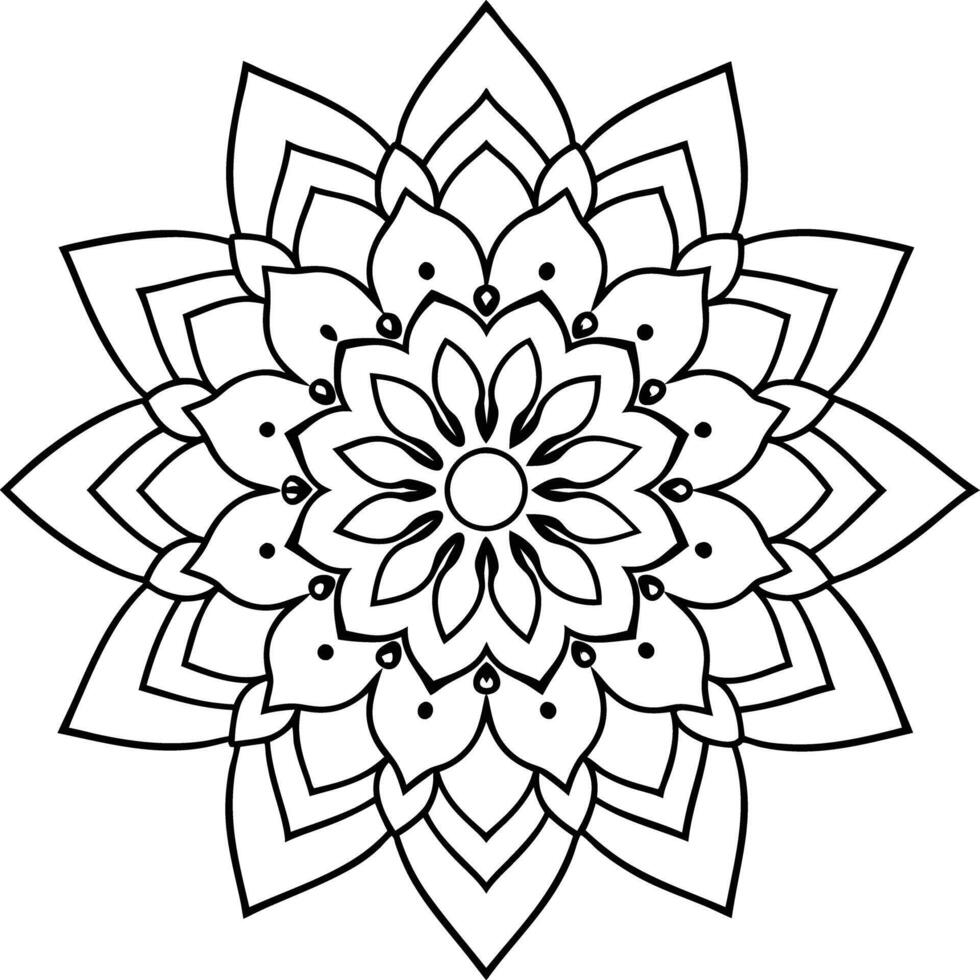 Free printable black and white mandala coloring page with floral and geometric details for adults vector