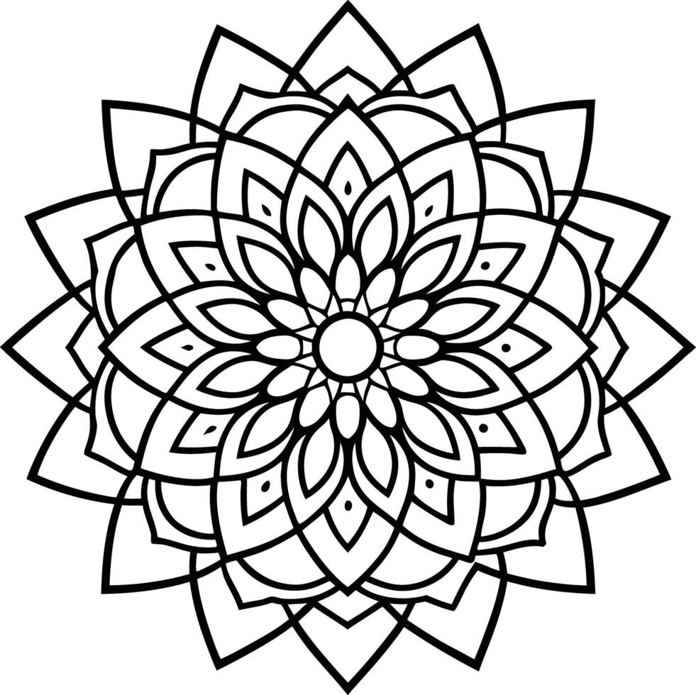 Creative black and white mandala design coloring page suitable for mindfulness and relaxation vector