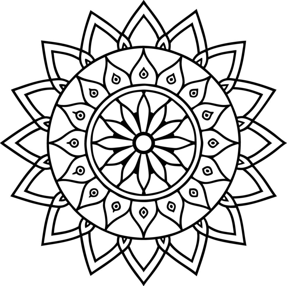 Detailed black and white mandala pattern for coloring perfect for focus and artistic enjoyment vector