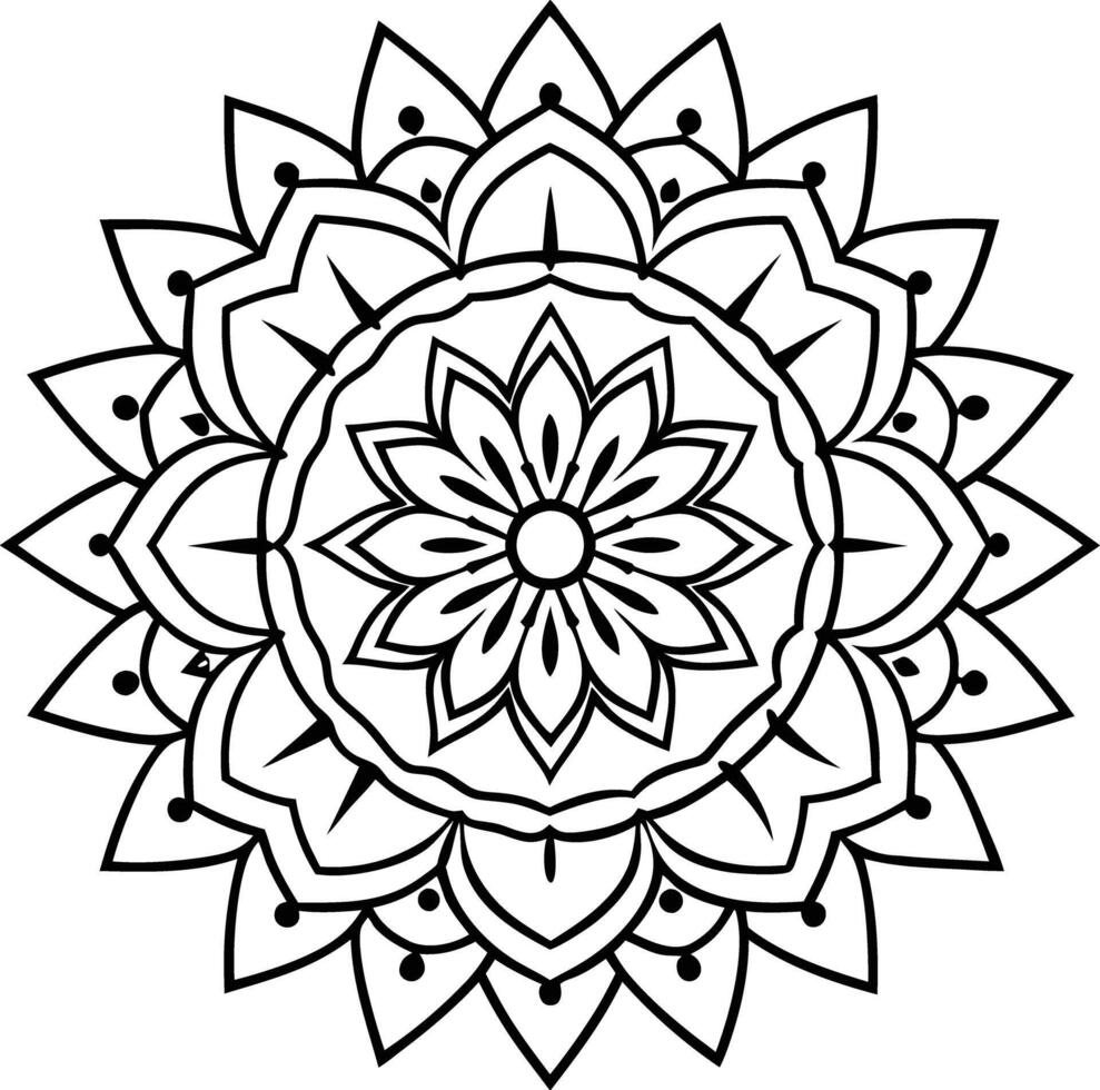 A black and white mandala coloring page vector