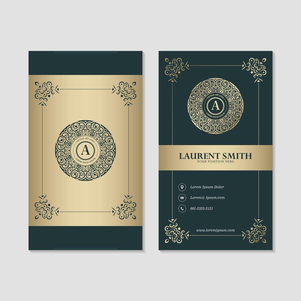 Gold ornamental logos and business cards template vector