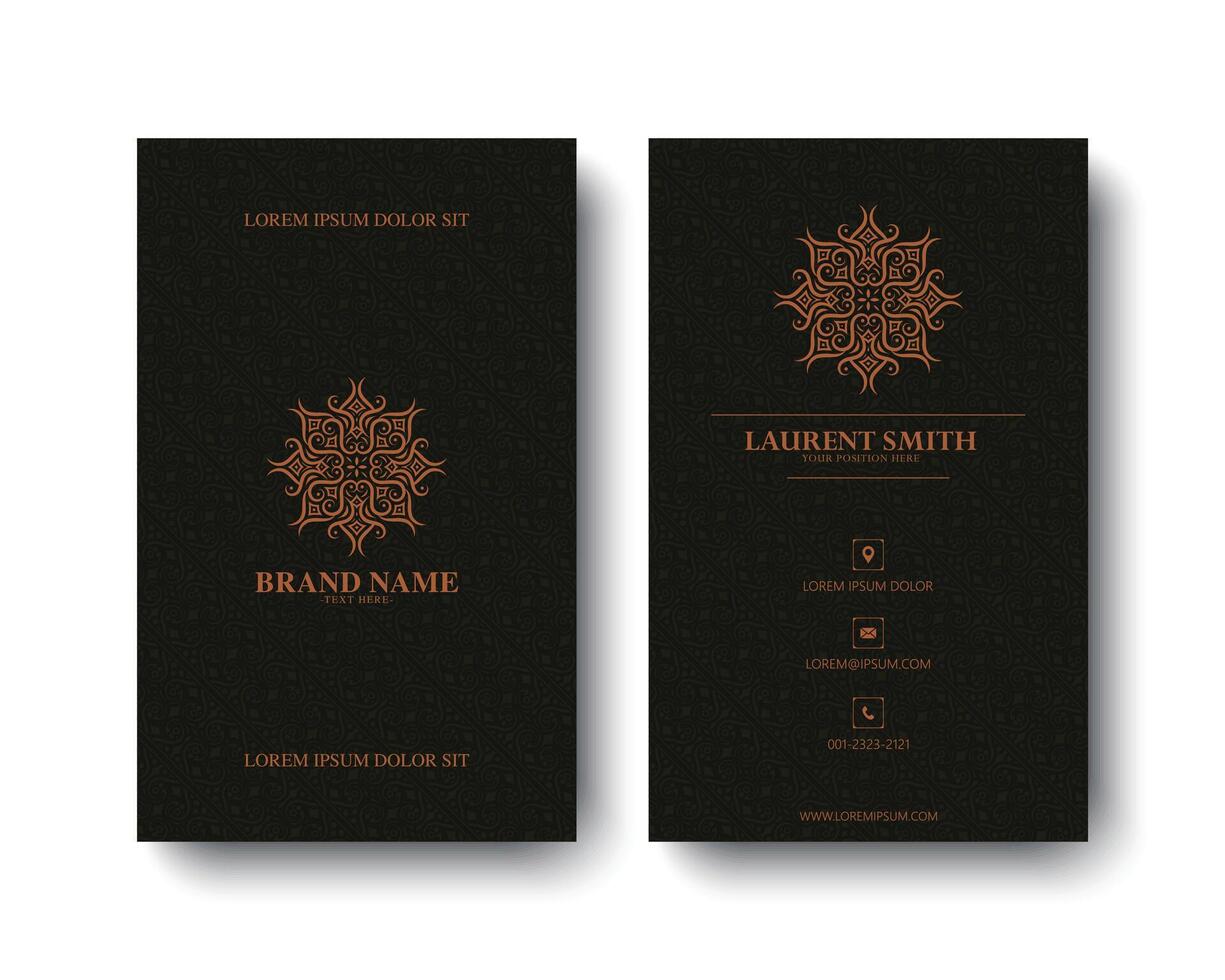 modern and stylish business card design featuring a sophisticated pattern and a symmetrical ornamental element vector