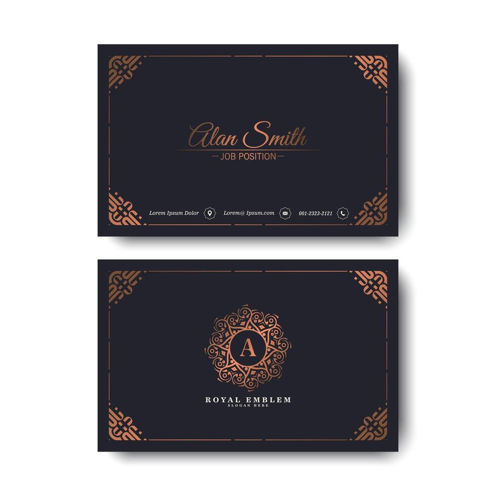gold business card template with Ornament design vector