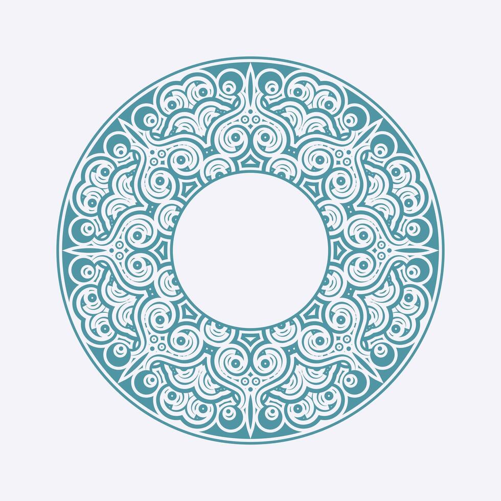 teal and white decorative round art ornament vector