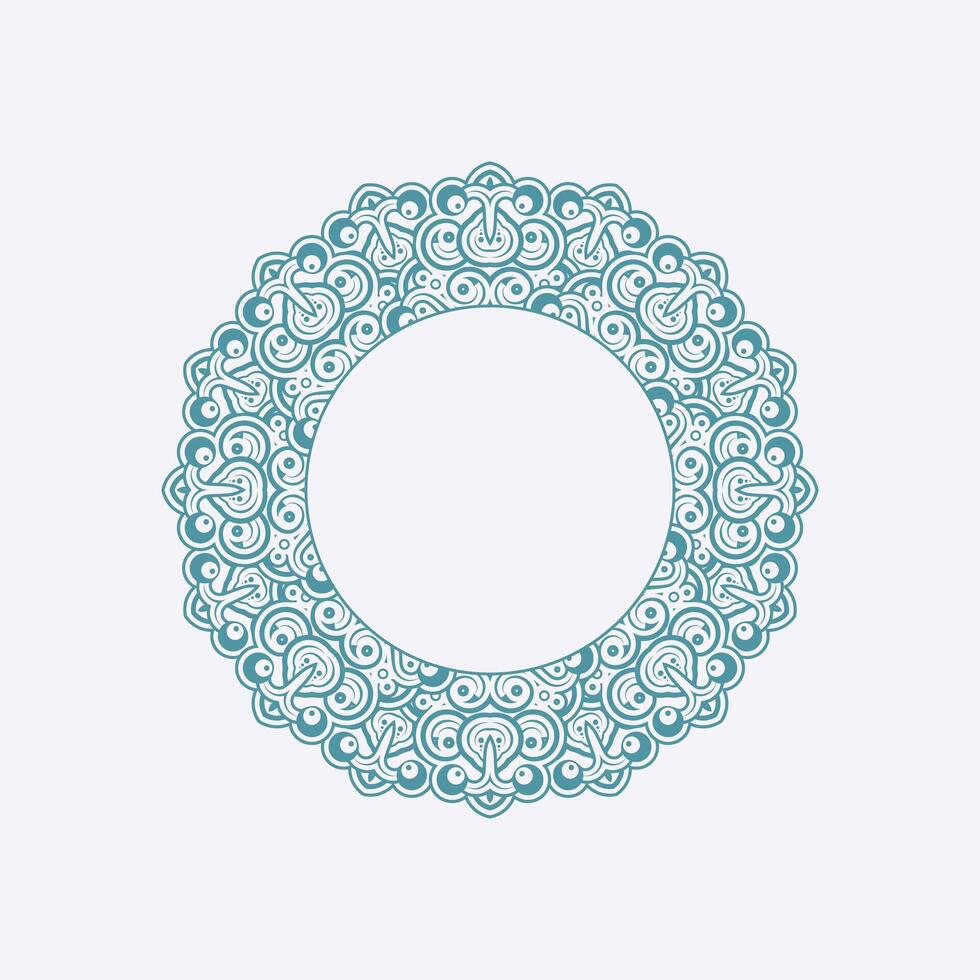 teal and white decorative round ornament element vector