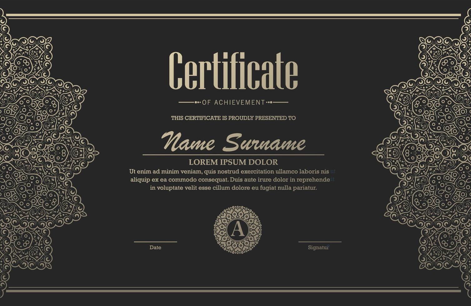 mandala award certificate design vector