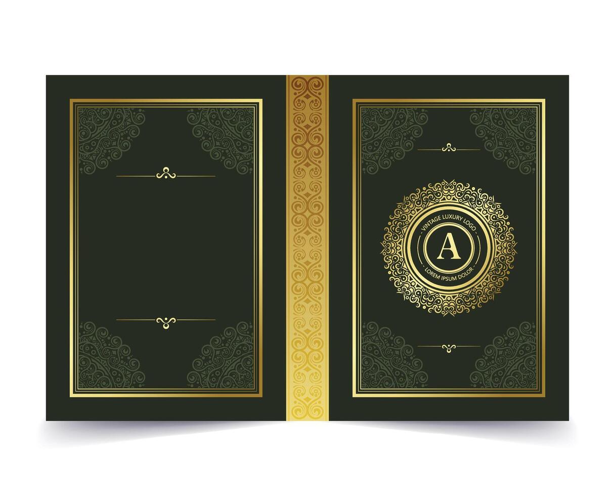 Luxury gold art ornamental book cover vector