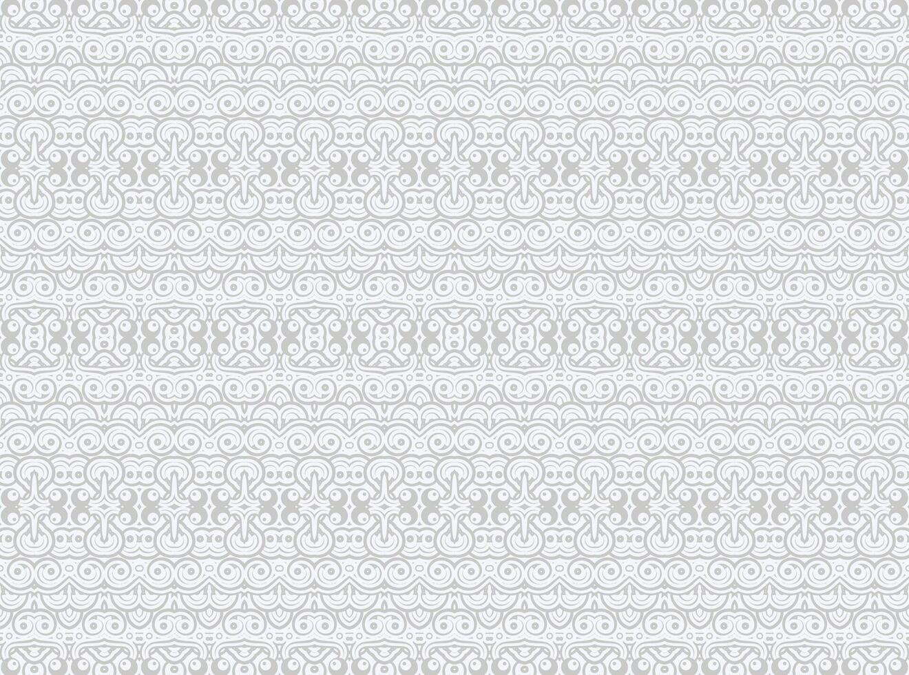 Seamless pattern featuring an intricate, repeating ornamental design in shades of gray. vector