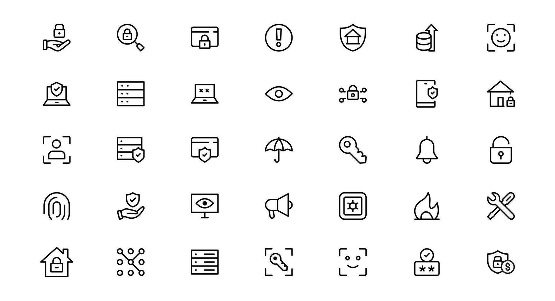 Modern Security Icons set offer for Professional Designs. Featuring Essential Protection, Lock, and Shield Symbols to Strengthen Your Projects. vector