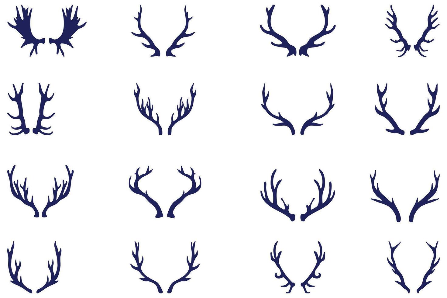 Deer and Elk Antler Silhouettes Set vector