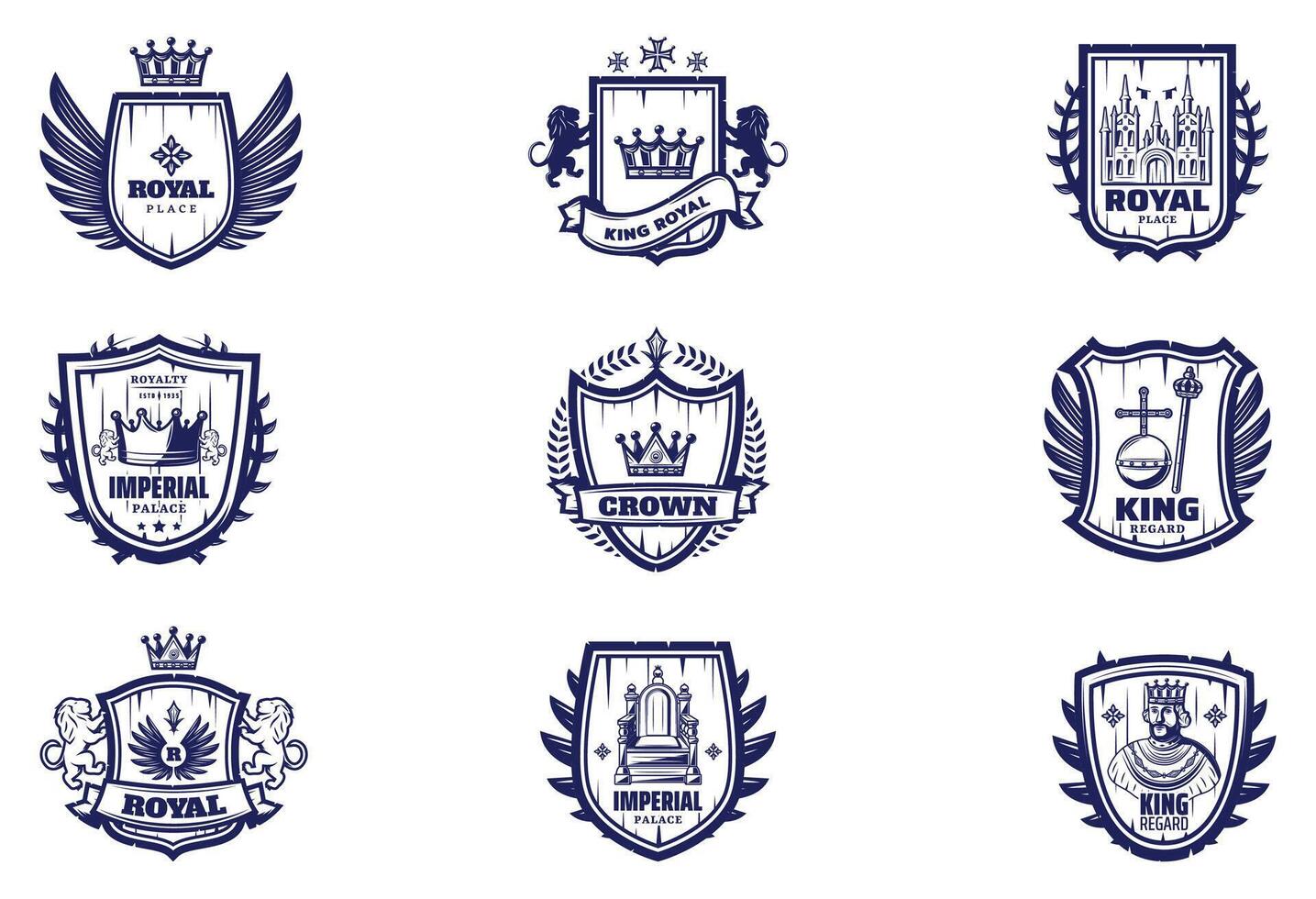 Royal Crest Emblem Collection Vectors Illustration Art