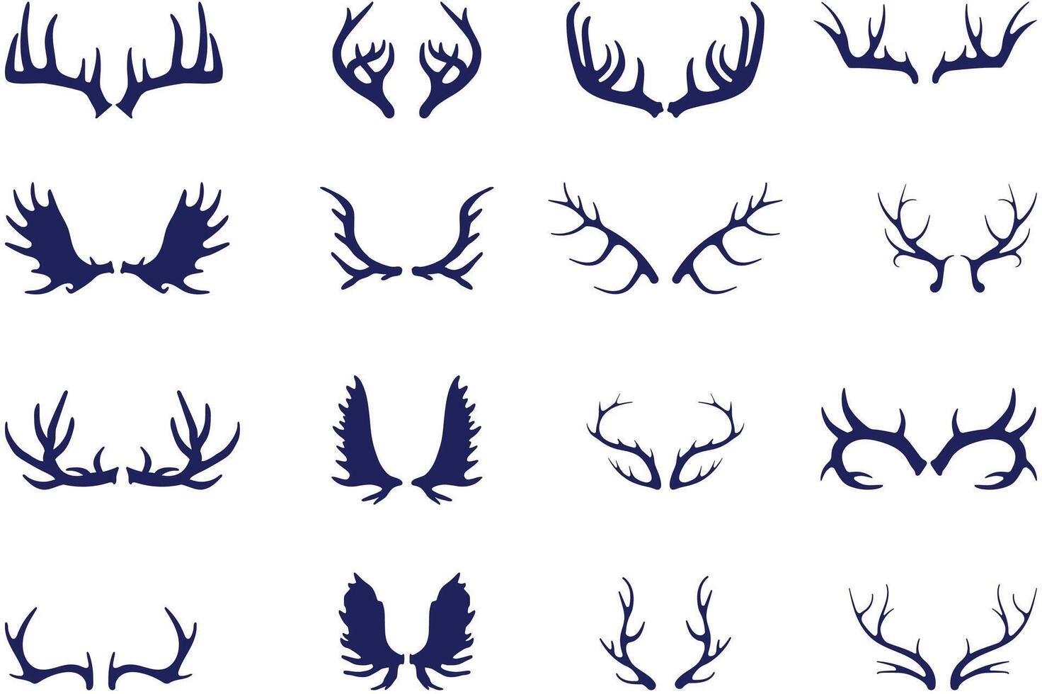 Deer and Elk Antler Silhouettes Set Hunting Elements vector