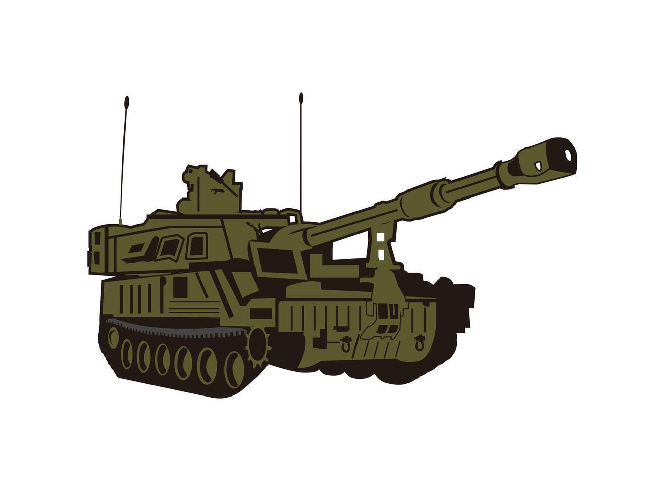 War Military Tank, Heavy Armored Combat Artillery Cannon Tactical Warfare Vehicle Illustration vector