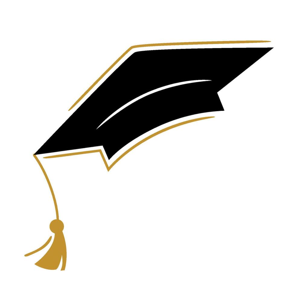 Traditional Graduation Hat isolated on transparent background. Congrats Graduates concept. Graduation cap or Mortarboard icon symbol. Flat illustration for graphic and web design vector