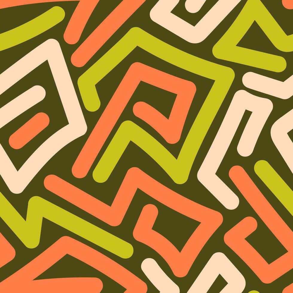 An abstract pattern with orange, green and white shapes vector