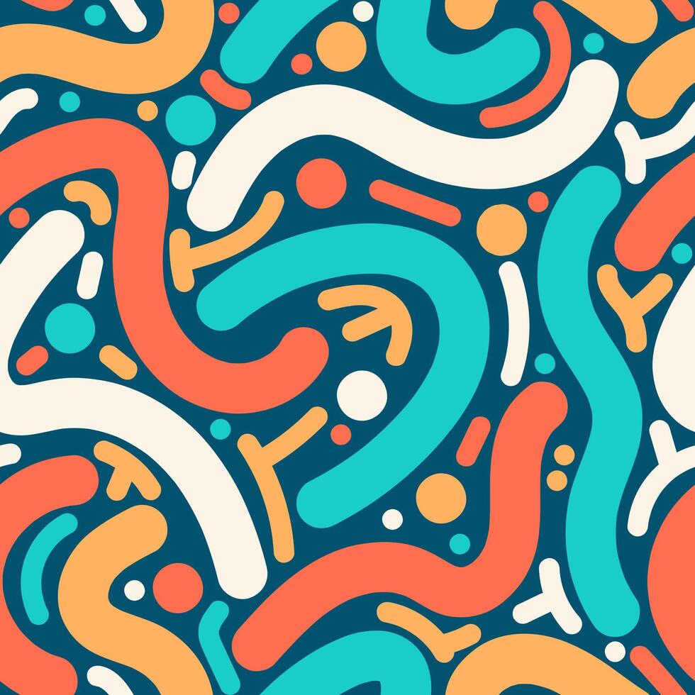 Seamless pattern with colorful shapes and lines vector
