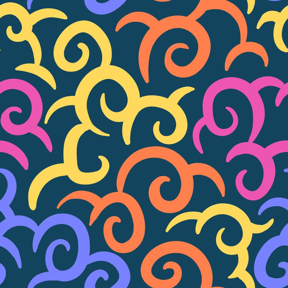 A colorful pattern with swirls on a dark background vector
