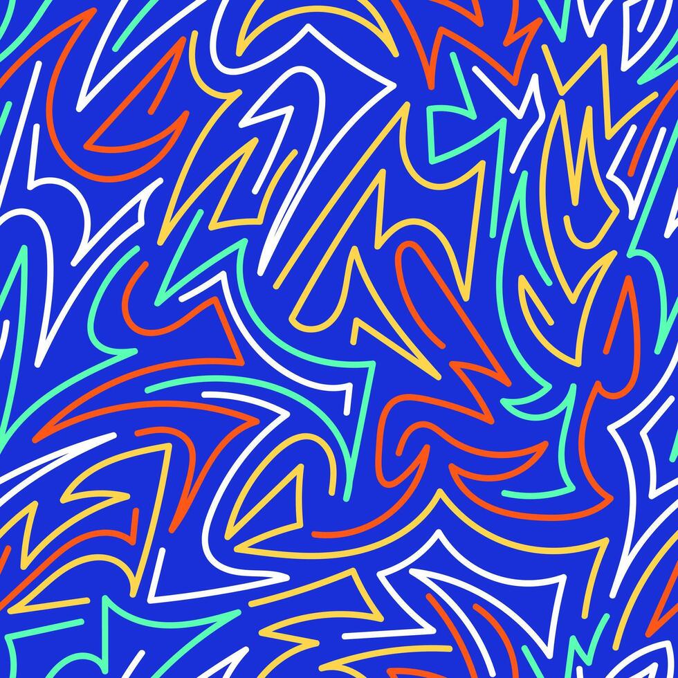 A blue and orange abstract pattern with many lines vector