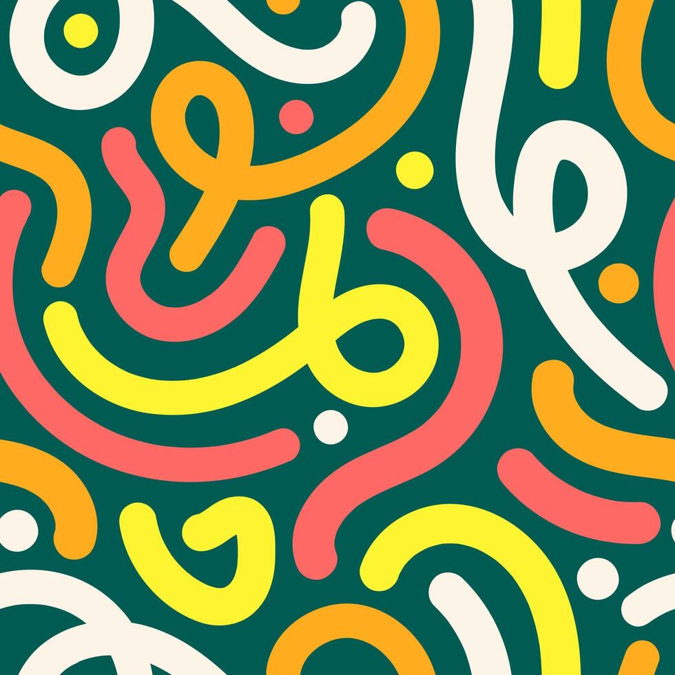 A colorful pattern with various shapes and lines vector