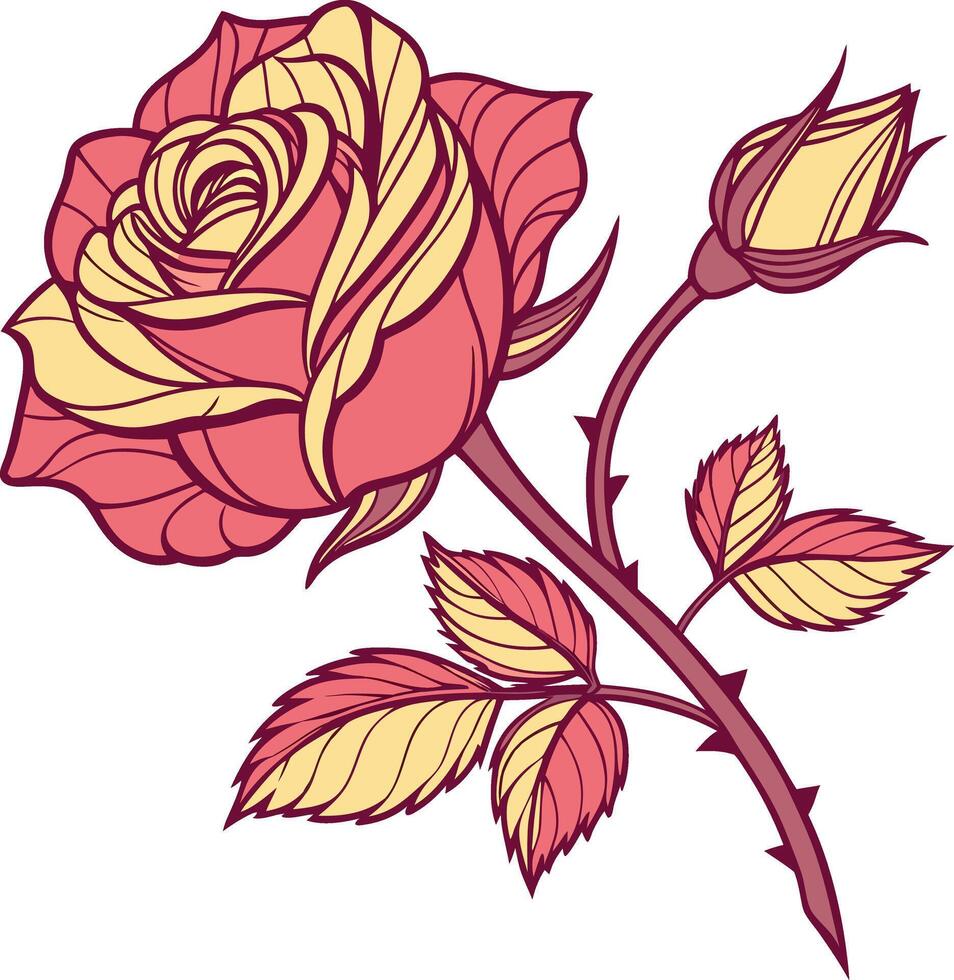 Unique Colored Rose Design vector