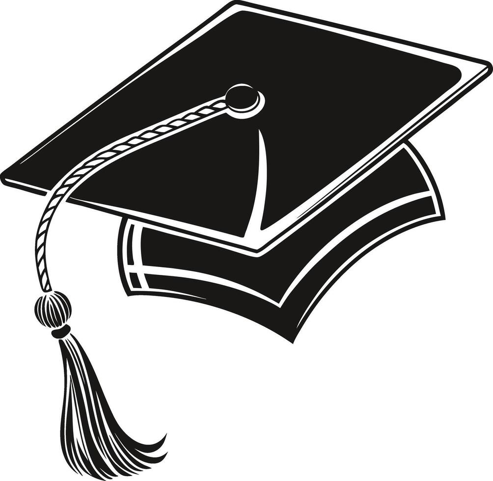 Graduation Cap Black Silhouette Design for Projects vector