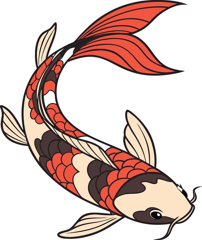 Koi Fish Flat Silhouette Drawing Art vector