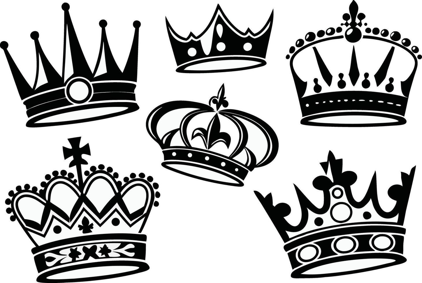 Hand Drawn Crown Clipart for Digital Art vector