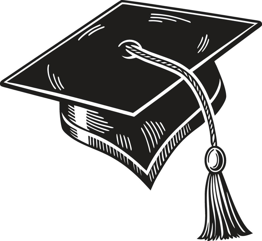 Graduation Cap Silhouette Design in Black Style vector