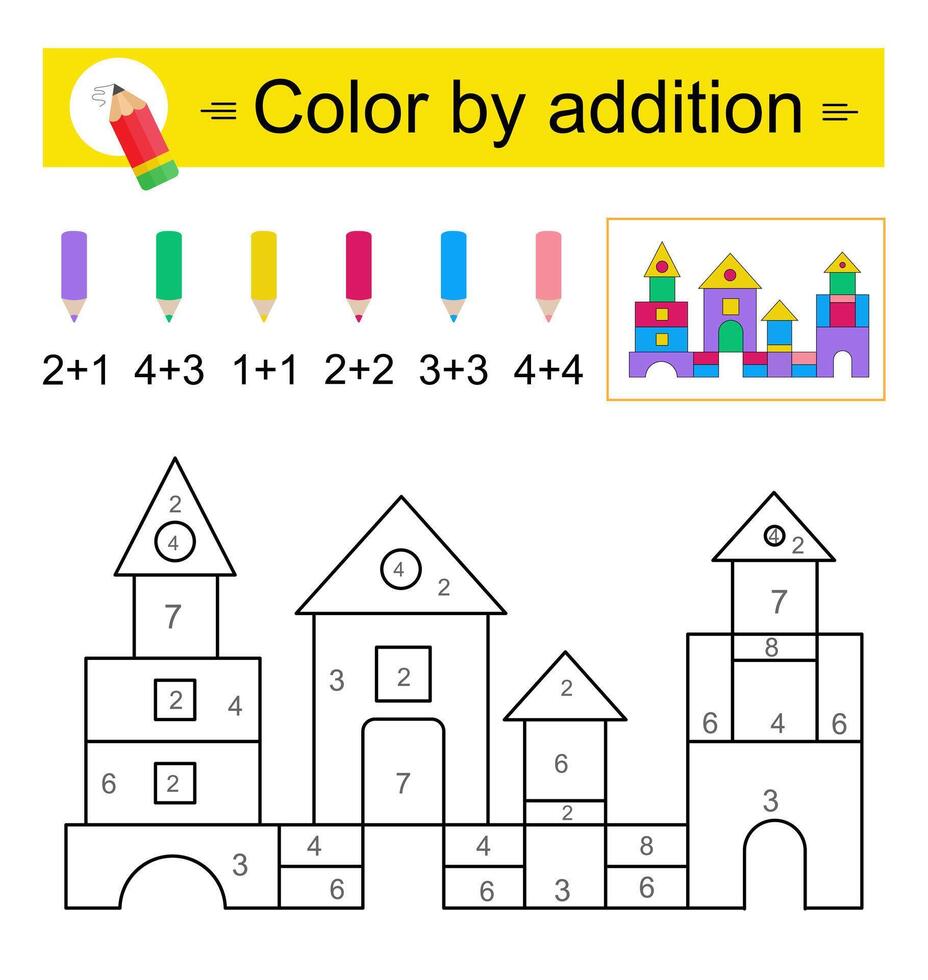 Coloring pages. illustration for kids education. Cartoon palace. vector