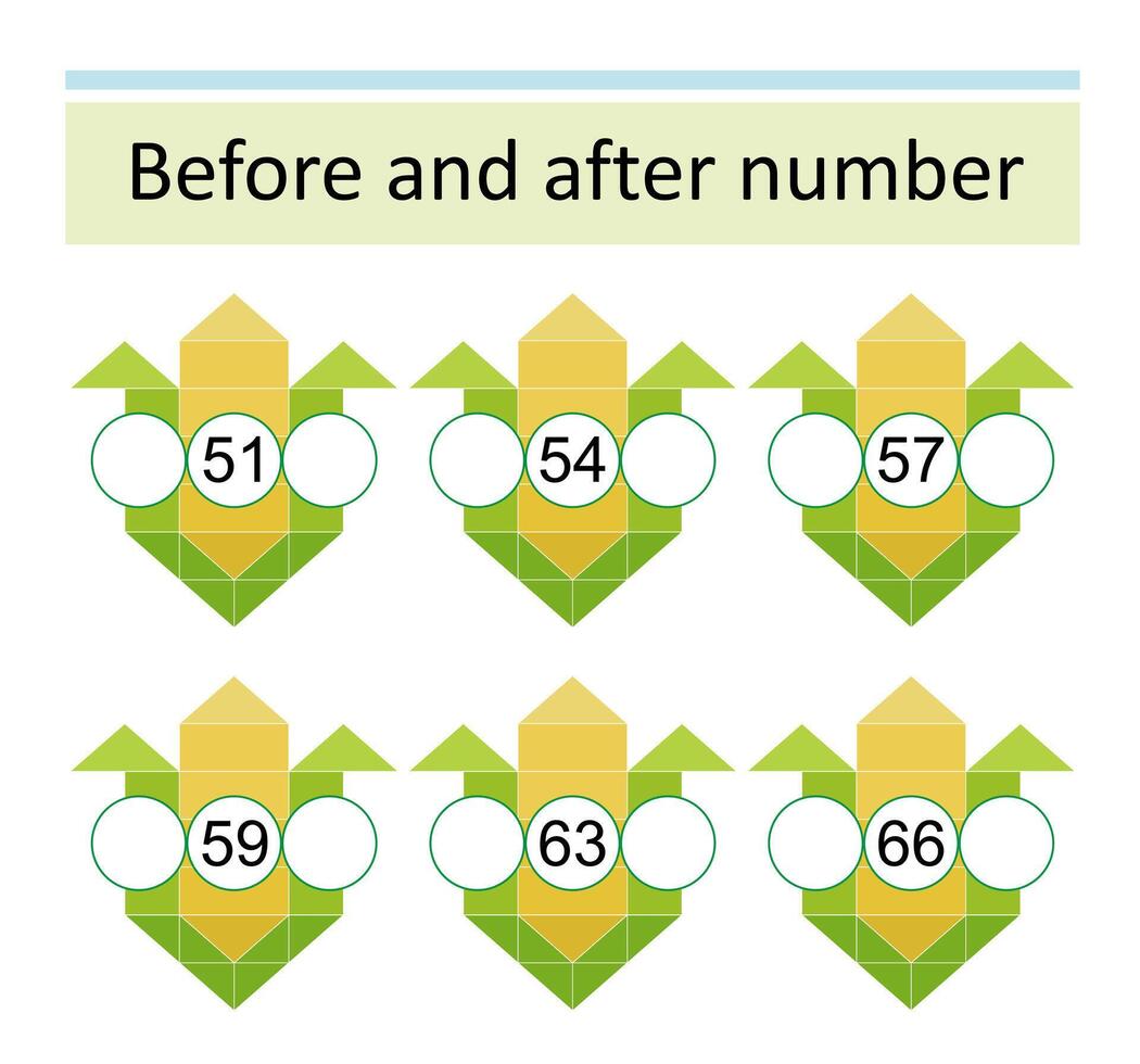 Math worksheets for kids. Number range up to 70. vector