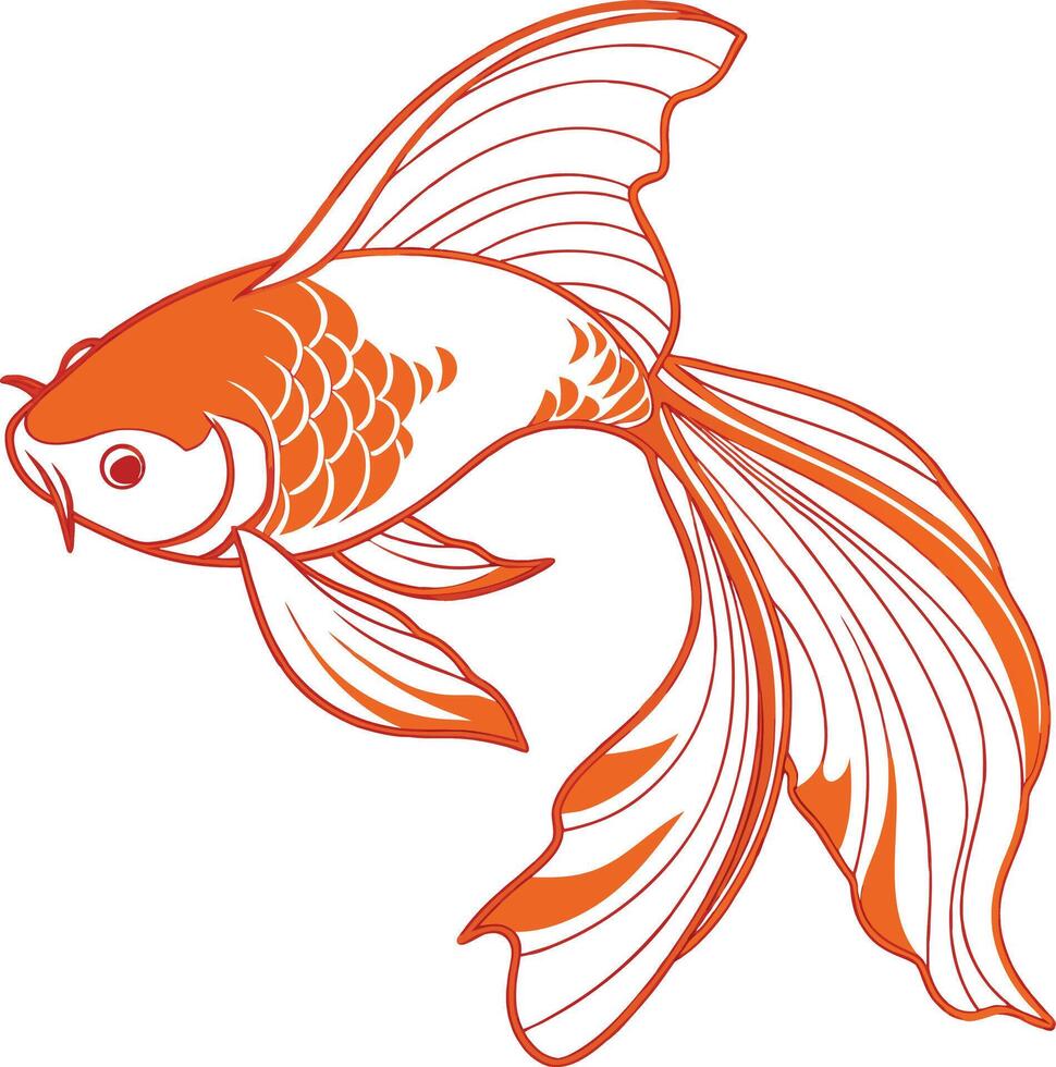 Decorative Goldfish Colored Art Design vector