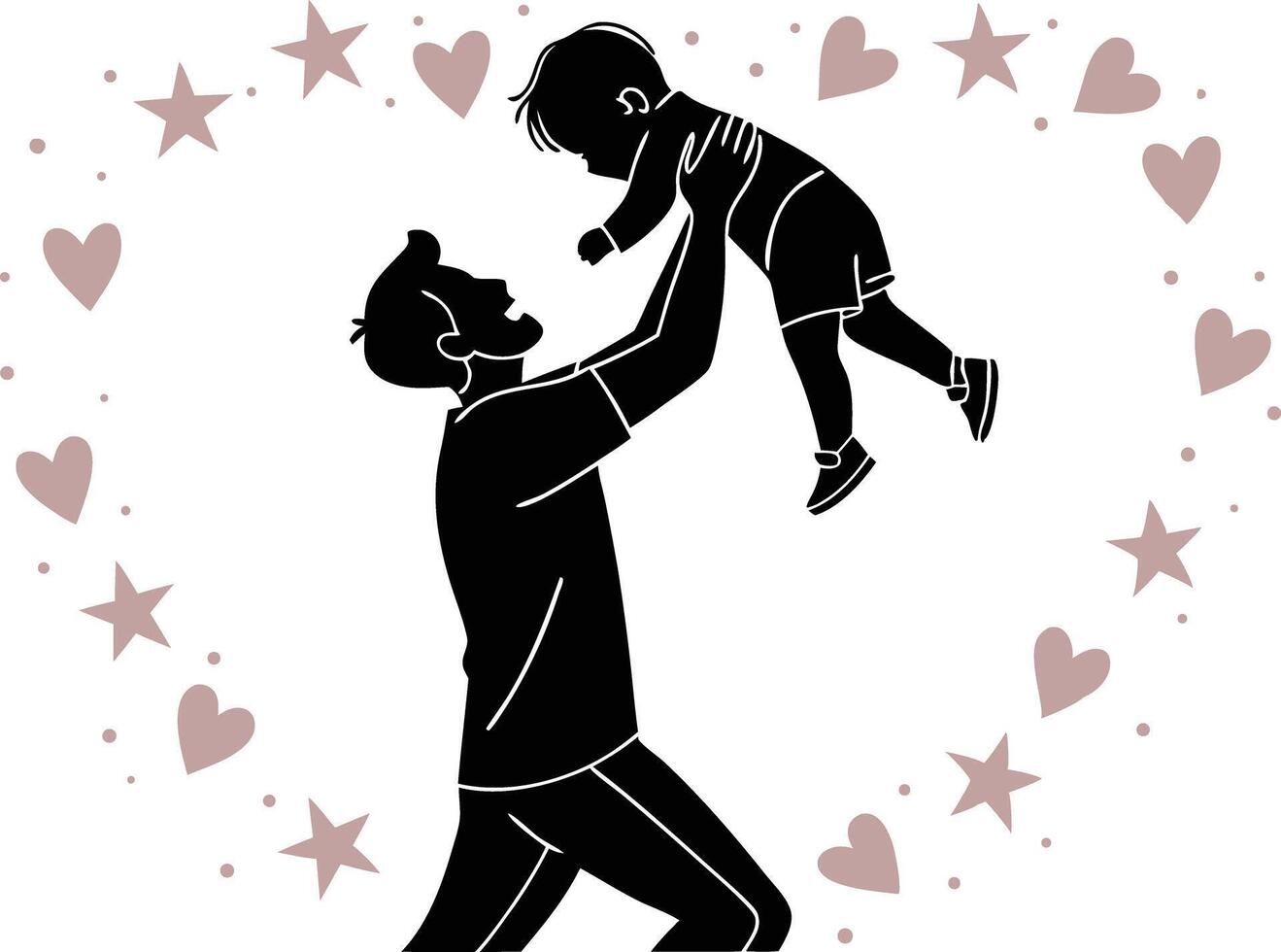 Father and Baby Silhouette Art for Craft Projects vector