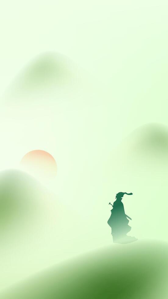 Dragon Boat Festival vertical illustration of Zongzi Mountain and Qu Yuan vector