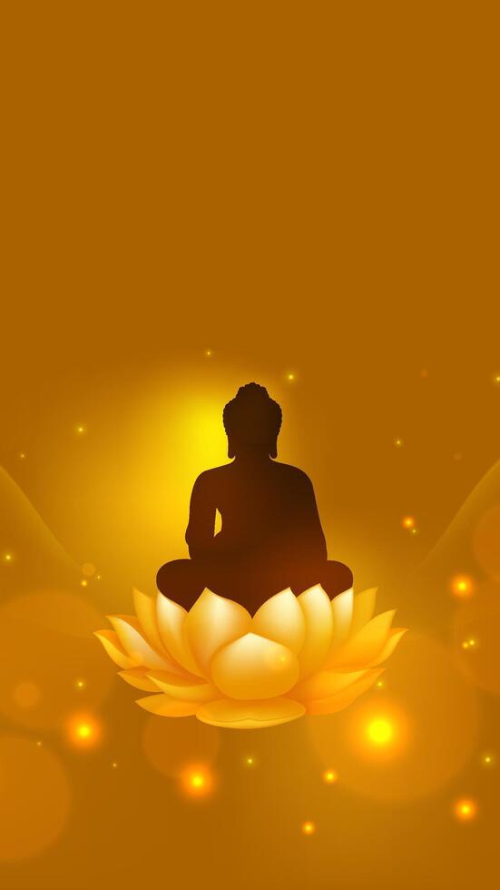 Elegant vertical illustration of Buddhist festival with golden lotus and Buddha vector