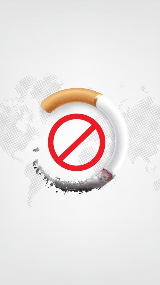 vertical illustration of cigarettes and a world map on World Anti-Smoking Day vector
