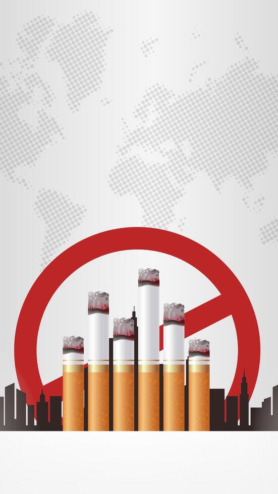 vertical illustration of the cigarette city element for World Anti-Smoking Day vector