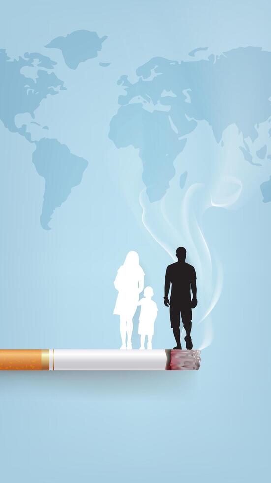 vertical illustration of cigarettes and a Family on World Anti-Smoking Day vector