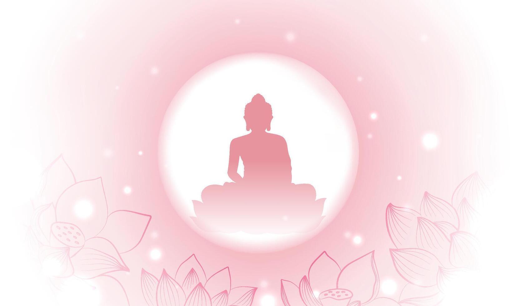 Elegant horizontal illustration of Buddhist festival pink lotus and Buddha vector