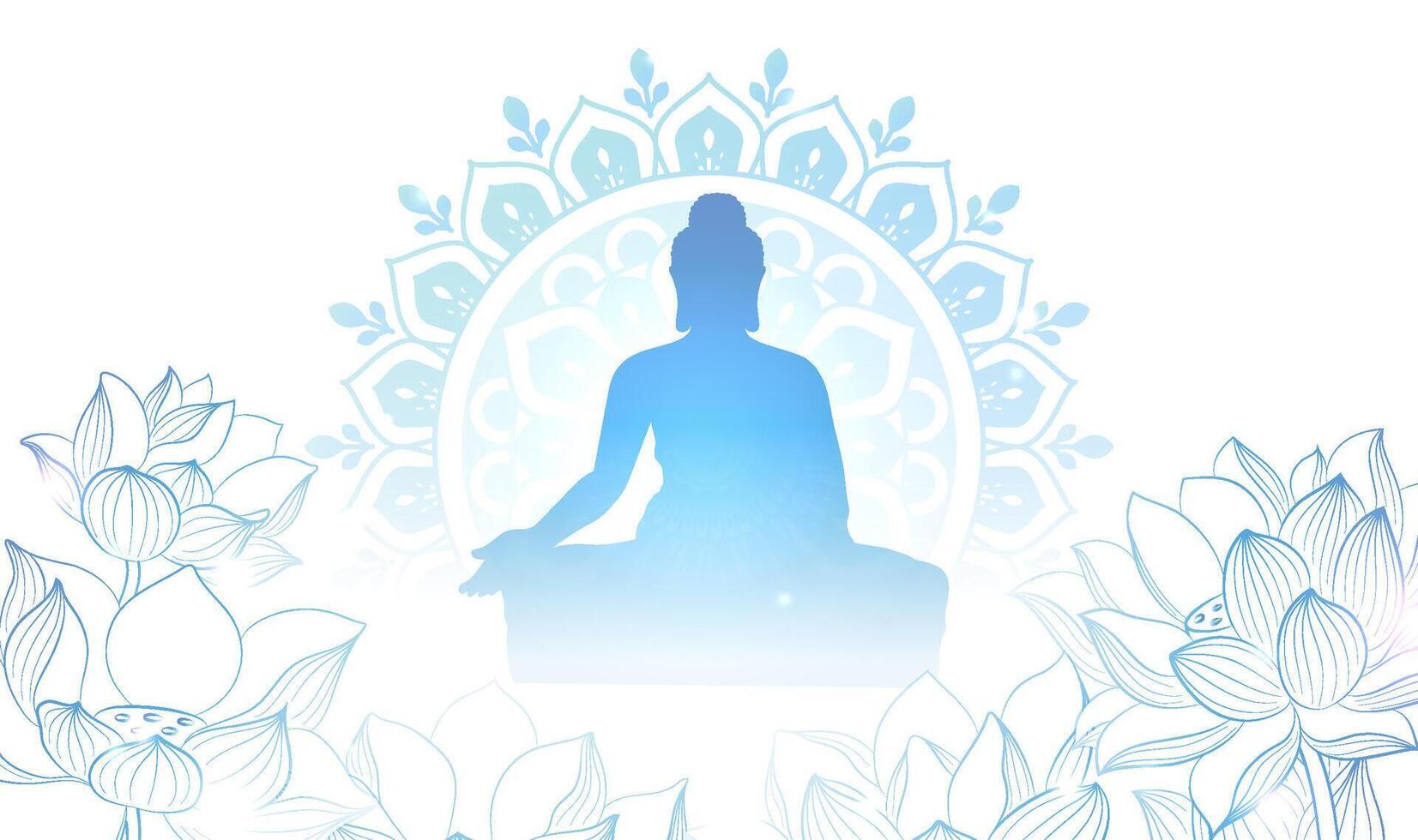 Elegant horizontal illustration of Buddhist festival blue Buddha and lotus vector