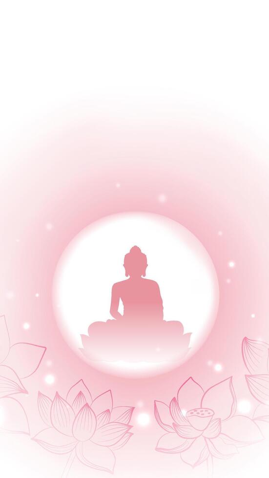 Elegant vertical illustration of Buddhist festival pink lotus and Buddha vector