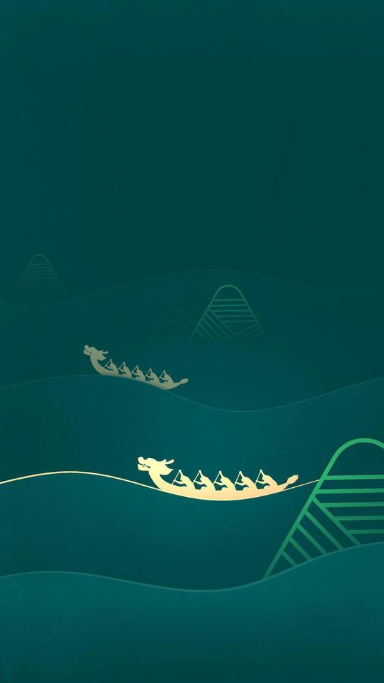 Dragon Boat Festival vertical illustration abstract wave of zongzi and dragon boat vector
