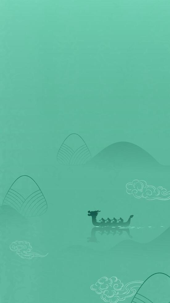Dragon Boat Festival vertical illustration linear zongzi and dragon boat vector