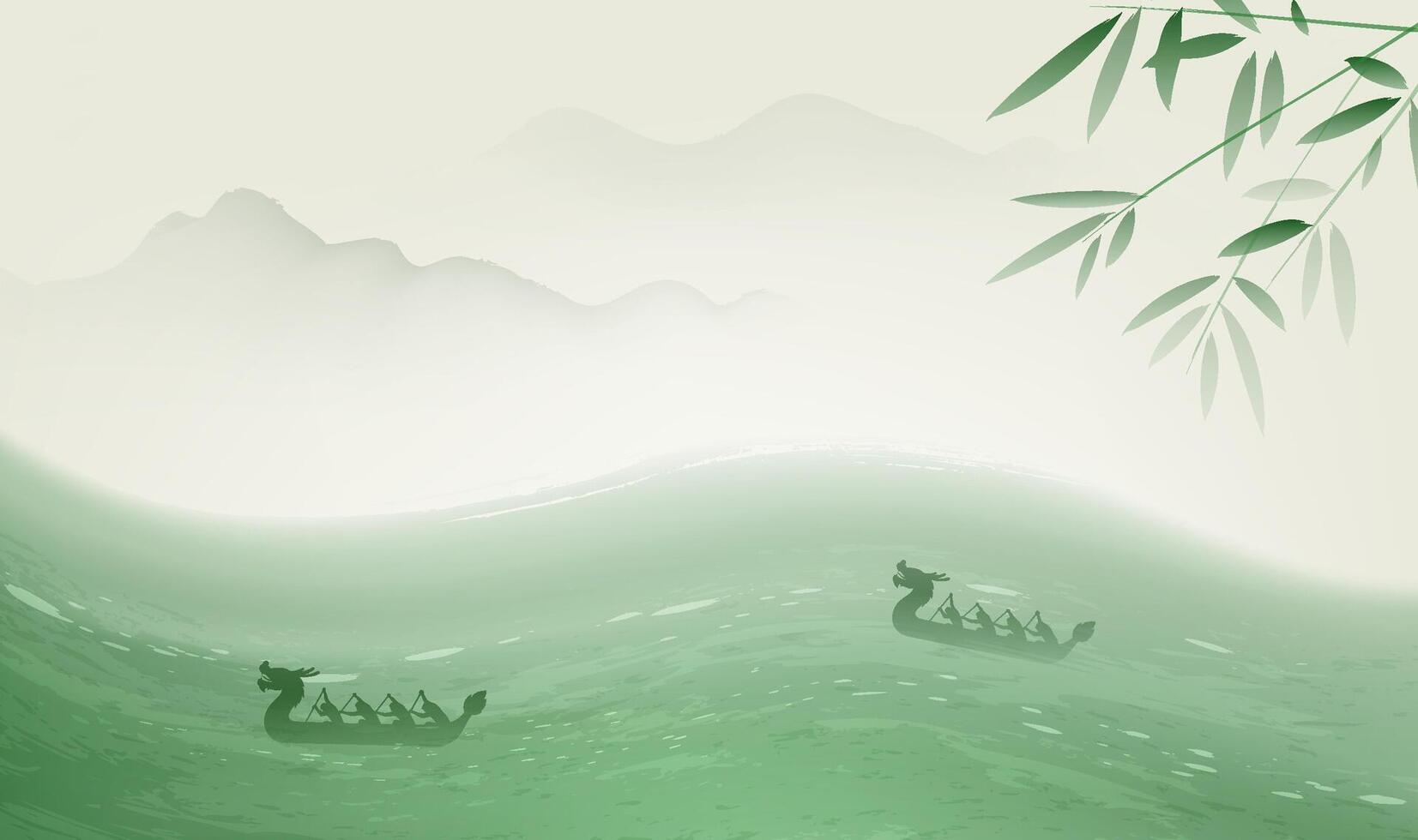Dragon Boat Festival horizontal illustration Chinese style dragon boat racing vector