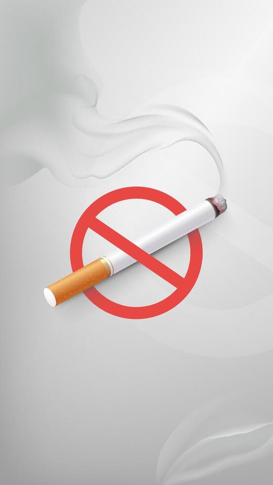 vertical illustration of cigarettes on a grey background on World No Smoking Day vector