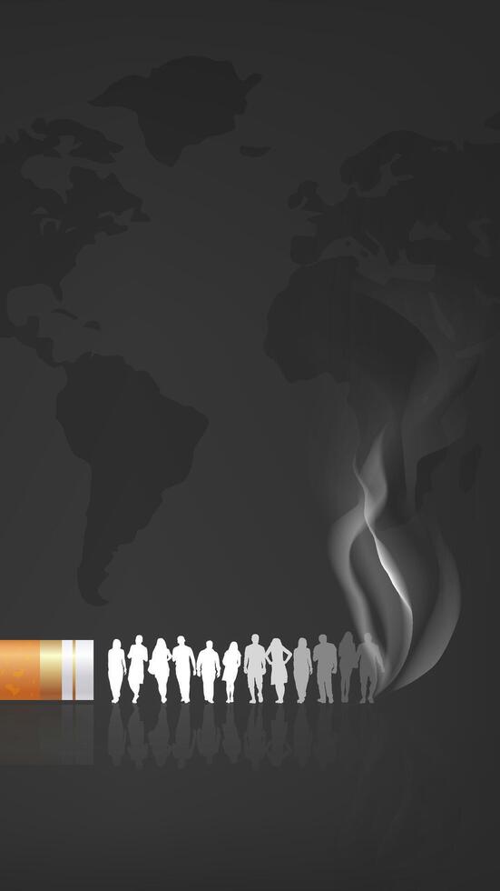 vertical illustrations of cigarettes and silhouettes of many people on World Anti-Smoking Day vector