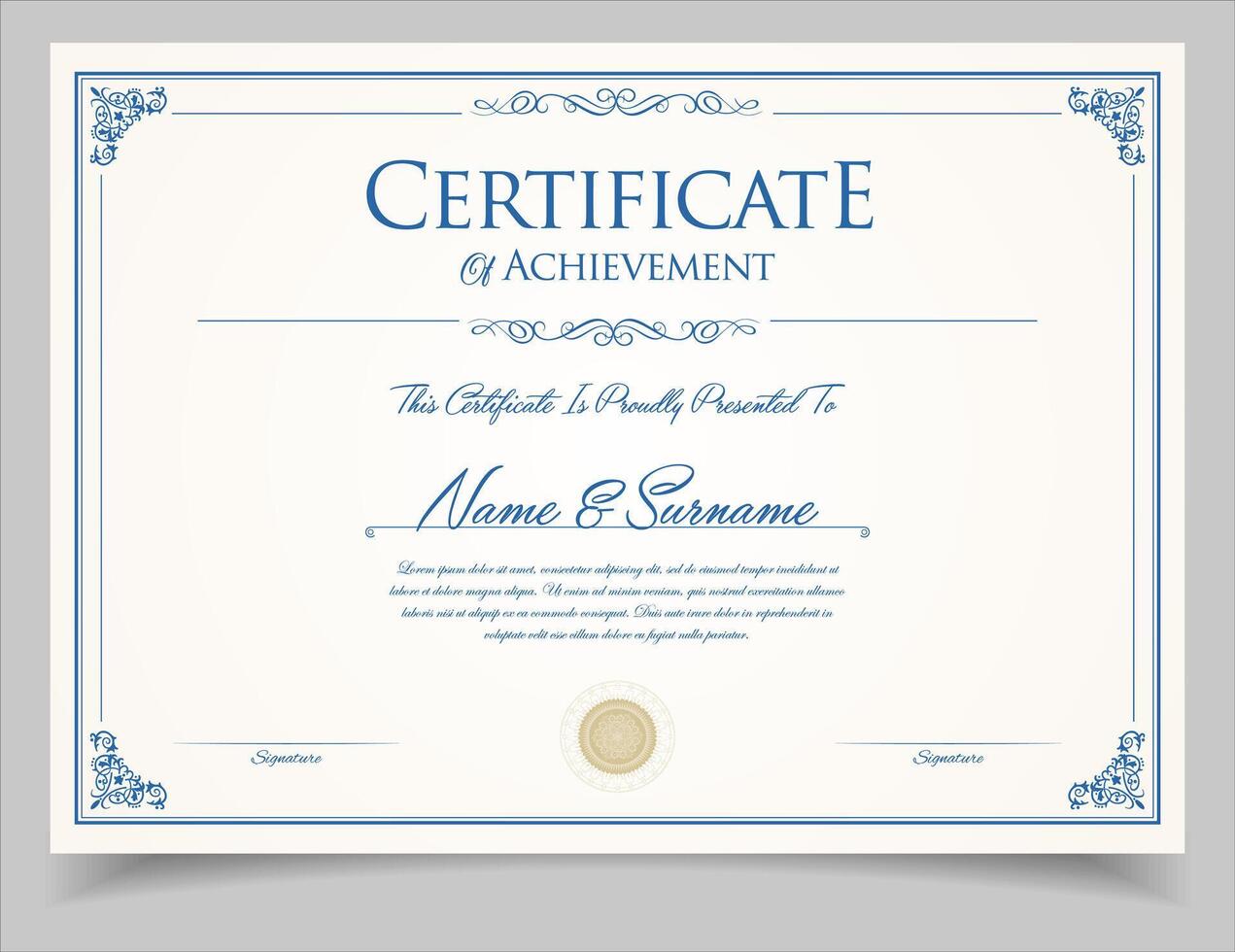 Certificate template blue design vector